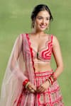 Buy_Tuhina Srivastava_Pink Organza, Tulle, Embroidery, Beads, Sequins, Floral Lehenga Set _Online_at_Aza_Fashions