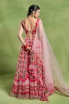 Tuhina Srivastava_Pink Organza, Tulle, Embroidery, Beads, Sequins, Floral Lehenga Set _Online_at_Aza_Fashions
