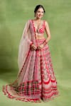 Shop_Tuhina Srivastava_Pink Organza, Tulle, Embroidery, Beads, Sequins, Floral Lehenga Set _Online_at_Aza_Fashions
