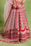Buy_Tuhina Srivastava_Pink Organza, Tulle, Embroidery, Beads, Sequins, Floral Lehenga Set 