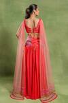 Shop_Tuhina Srivastava_Red Georgette, Tulle Sequins, Embroidery Sweetheart Neck Skirt And Blouse Set _at_Aza_Fashions