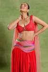 Shop_Tuhina Srivastava_Red Georgette, Tulle Sequins, Embroidery Sweetheart Neck Skirt And Blouse Set _Online_at_Aza_Fashions