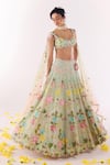 Buy_Show Shaa_Green Organza, Net Embroidery, Sequins Sweetheart Neck Floral Lehenga Set _at_Aza_Fashions