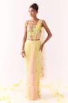 Buy_Show Shaa_Yellow Net Embroidery, Sequins, Stones Square Neck Floral Corset And Saree _at_Aza_Fashions