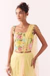 Show Shaa_Yellow Net Embroidery, Sequins, Stones Square Neck Floral Corset And Saree _Online_at_Aza_Fashions