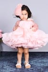 Shop_Pinkcow designs pvt ltd_Pink Net Sequins, Ruffles Dress _at_Aza_Fashions