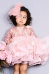 Pinkcow designs pvt ltd_Pink Net Sequins, Ruffles Dress _Online_at_Aza_Fashions
