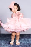 Buy_Pinkcow designs pvt ltd_Pink Net Sequins, Ruffles Dress _Online_at_Aza_Fashions