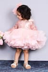Pinkcow designs pvt ltd_Pink Net Sequins, Ruffles Dress _at_Aza_Fashions