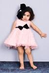 Pinkcow designs pvt ltd_Pink Fur, Velvet Bows Textured Embellished Dress _Online_at_Aza_Fashions