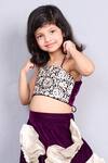 Pinkcow designs pvt ltd_Purple Velvet, Brocade Ruffles, Embroidery Lehenga Set _Online_at_Aza_Fashions