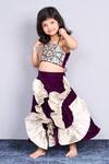 Buy_Pinkcow designs pvt ltd_Purple Velvet, Brocade Ruffles, Embroidery Lehenga Set _Online_at_Aza_Fashions