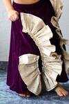 Shop_Pinkcow designs pvt ltd_Purple Velvet, Brocade Ruffles, Embroidery Lehenga Set _Online_at_Aza_Fashions