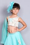 Pinkcow designs pvt ltd_Aqua Chanderi Applique, Sequins Floral Lehenga Set _Online_at_Aza_Fashions