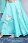 Buy_Pinkcow designs pvt ltd_Aqua Chanderi Applique, Sequins Floral Lehenga Set _Online_at_Aza_Fashions