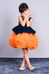 Buy_Pinkcow designs pvt ltd_Orange Velvet, Net Ruffles And Tulle Peplum Dress _at_Aza_Fashions