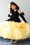 Buy_Pinkcow designs pvt ltd_Black Velvet, Net Brooches, Ruffles, Bows Cold-shoulder And Tulle Rosette Gown _Online_at_Aza_Fashions