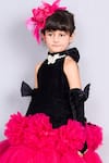 Pinkcow designs pvt ltd Black Velvet, Net Bows, Fabric Flowers And Tulle Rosette Embroidered Dress Online at Aza Fashions Pinkcow designs pvt ltd_Black Velvet, Net Bows, Fabric Flowers And Tulle Rosette Embroidered Dress _Online_at_Aza_Fashions