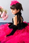 Buy Pinkcow designs pvt ltd Black Velvet, Net Bows, Fabric Flowers And Tulle Rosette Embroidered Dress Online at Aza Fashions Buy_Pinkcow designs pvt ltd_Black Velvet, Net Bows, Fabric Flowers And Tulle Rosette Embroidered Dress _Online_at_Aza_Fashions