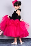 Pinkcow designs pvt ltd Black Velvet, Net Bows, Fabric Flowers And Tulle Rosette Embroidered Dress at Aza Fashions Pinkcow designs pvt ltd_Black Velvet, Net Bows, Fabric Flowers And Tulle Rosette Embroidered Dress _at_Aza_Fashions