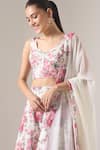Samyukta Singhania_White Cotton, Georgette Floral Printed Lehenga Set _at_Aza_Fashions