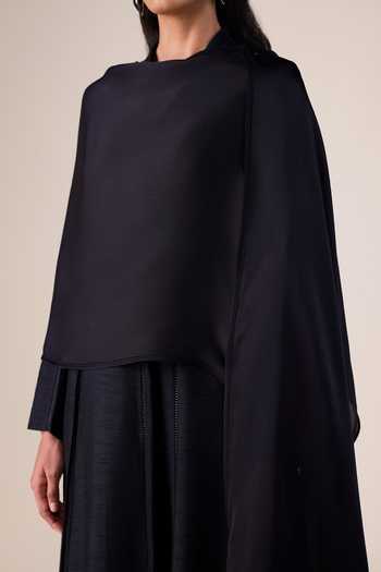 Shop_Ampm_Black Floris Solid Scarf _at_Aza_Fashions