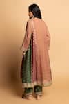 Pants And Pajamas_Pink Chanderi, Voile Embroidery, Zari Round Neck Heer Kurta _Online_at_Aza_Fashions