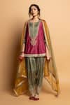 Buy_Pants And Pajamas_Green Silk Embroidery Noor Salwar _at_Aza_Fashions