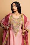 Shop_Pants And Pajamas_Pink Chanderi , Cotton, , Organza Embroidery, Alankrita Kurta Set _Online_at_Aza_Fashions