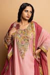 Pants And Pajamas_Pink Chanderi , Cotton, , Organza Embroidery, Alankrita Kurta Set _at_Aza_Fashions
