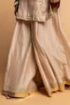 Shop_Pants And Pajamas_Ivory Silk, Chanderi Lace, Embroidery Sharara _Online_at_Aza_Fashions