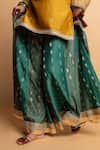 Pants And Pajamas_Mustard Chanderi , Organza, Embroidery, Zari, Hemangi Kurta Set _at_Aza_Fashions