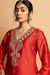 Buy Pants And Pajamas Red Silk, Silk, Embroidery, Zari, Lace Hemangi Kurta Set Buy_Pants And Pajamas_Red Silk, Silk, Embroidery, Zari, Lace Hemangi Kurta Set