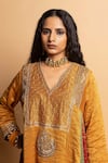 Buy_Pants And Pajamas_Mustard Chanderi , Voile, Cotton, Zari, Zauq Embroidered Kurta Set 