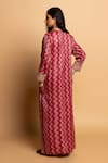 Pants And Pajamas_Pink Silk Embroidery, Zari, Sequins V-neck Rajsi Roop Kaftan _Online_at_Aza_Fashions