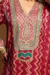Buy_Pants And Pajamas_Pink Silk Embroidery, Zari, Sequins V-neck Rajsi Roop Kaftan 