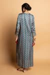 Pants And Pajamas_Aqua Silk Embroidery, Zari, Sequins V-neck Rajsi Roop Kaftan _Online_at_Aza_Fashions