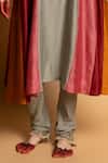 Buy_Pants And Pajamas_Gray Chanderi , Cotton, Embroidery, Zari Round Kanaklata Kurta Set 