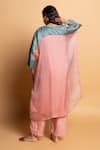 Pants And Pajamas_Pink Organza, Cotton, Embroidery, Zari Round Ratnaanini Kaftan Set _Online_at_Aza_Fashions