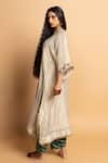 Buy_Pants And Pajamas_Off White Chanderi Embroidery, Zari V-neck Nazakat Kaftan _Online_at_Aza_Fashions