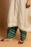 Pants And Pajamas_Off White Chanderi, Silk Zari, Embroidery V-neck Nazakat Kaftan Set _at_Aza_Fashions