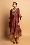 Shop_Pants And Pajamas_Mustard Cotton, Silk Embroidery Shama-e-awadh Pant _Online_at_Aza_Fashions