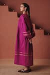 Shop_Saphed_Purple Cotton, Linen Gota Patti, Embroidery Round Neck Orchid Sack Dress _at_Aza_Fashions