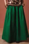Buy_Saphed_Green Cotton, Linen Paan Multi-pleated _Online_at_Aza_Fashions