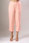 Buy_Naintara Bajaj_Peach Cotton Cut Work Collared Hakoba A-line Kurti And Straight Pant Set _Online_at_Aza_Fashions