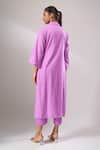 Shop Naintara Bajaj Lavender Cotton Embroidery Collared Hakoba A-line Kurti And Straight Pant Set at Aza Fashions Shop_Naintara Bajaj_Lavender Cotton Embroidery Collared Hakoba A-line Kurti And Straight Pant Set _at_Aza_Fashions