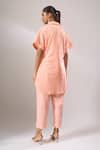 Shop_Naintara Bajaj_Peach Cotton Cut Work Collared Hakoba Co-ord Set With Inner _at_Aza_Fashions