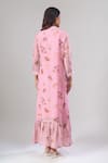 Shop_Naintara Bajaj_Pink Cotton, Linen Collared Floral Print Button-down Frill Dress _at_Aza_Fashions