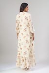 Shop_Naintara Bajaj_Off White Cotton, Linen Collared Floral Printed Maxi Dress _at_Aza_Fashions