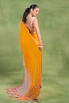 Shop_Tuhina Srivastava_Yellow Georgette, Silk Beads, Tassels, Embroidery Ombre Saree With Blouse _at_Aza_Fashions
